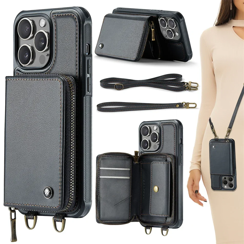 Leather Folio Wallet Case - Funda tipo cartera con tarjetero para