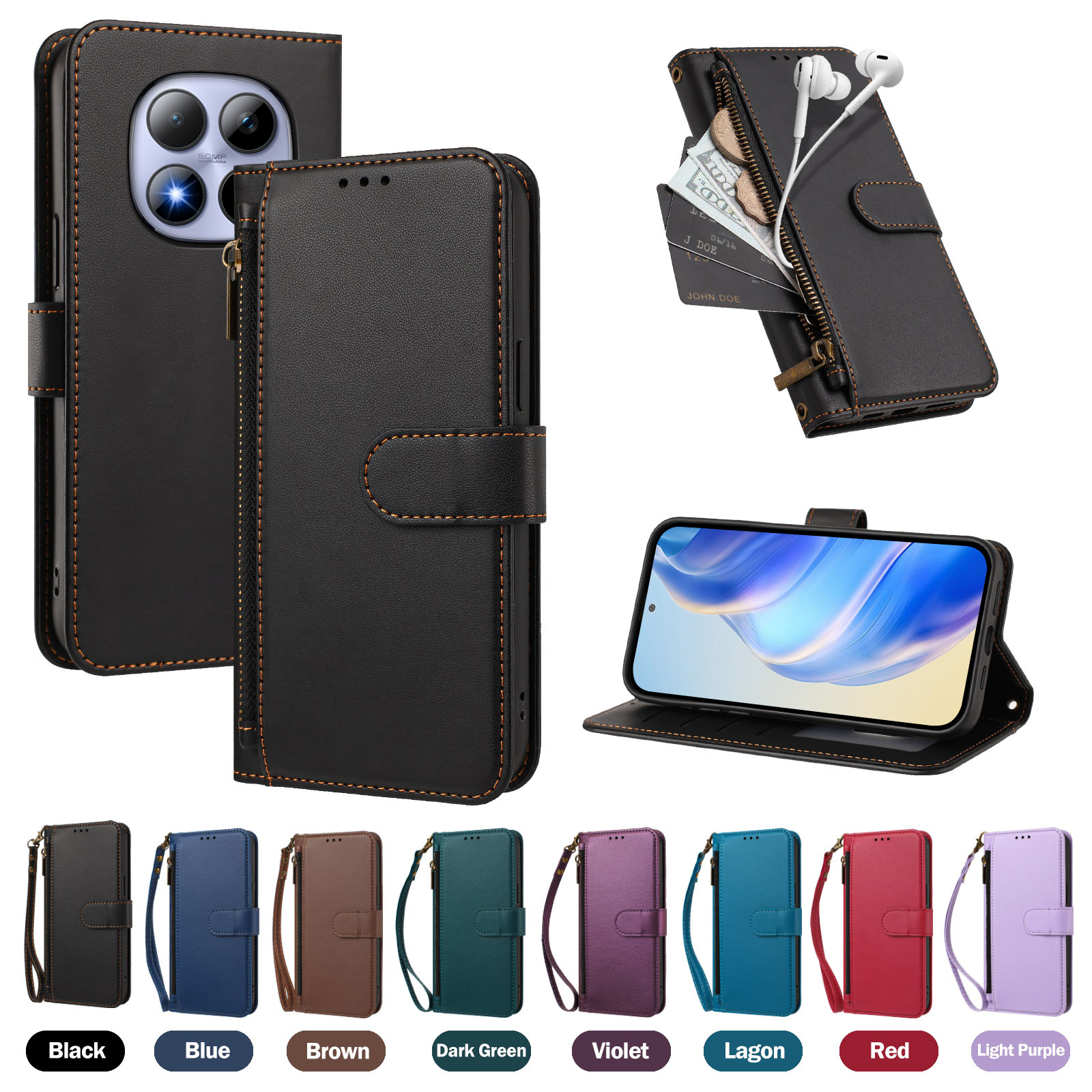 Leather Folio Wallet Case - Funda Protectora de Cuero Tipo Cartera