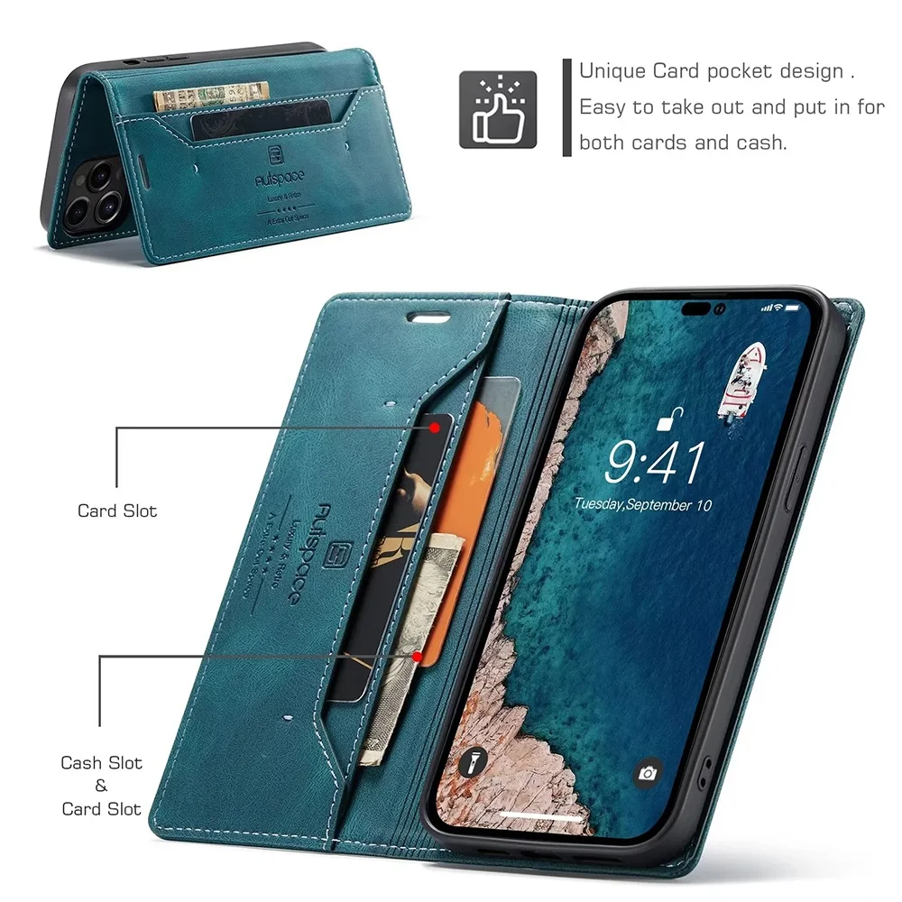 Fundas de cuero para IPhone 16 - Leather Folio Wallet Case reseña y precio