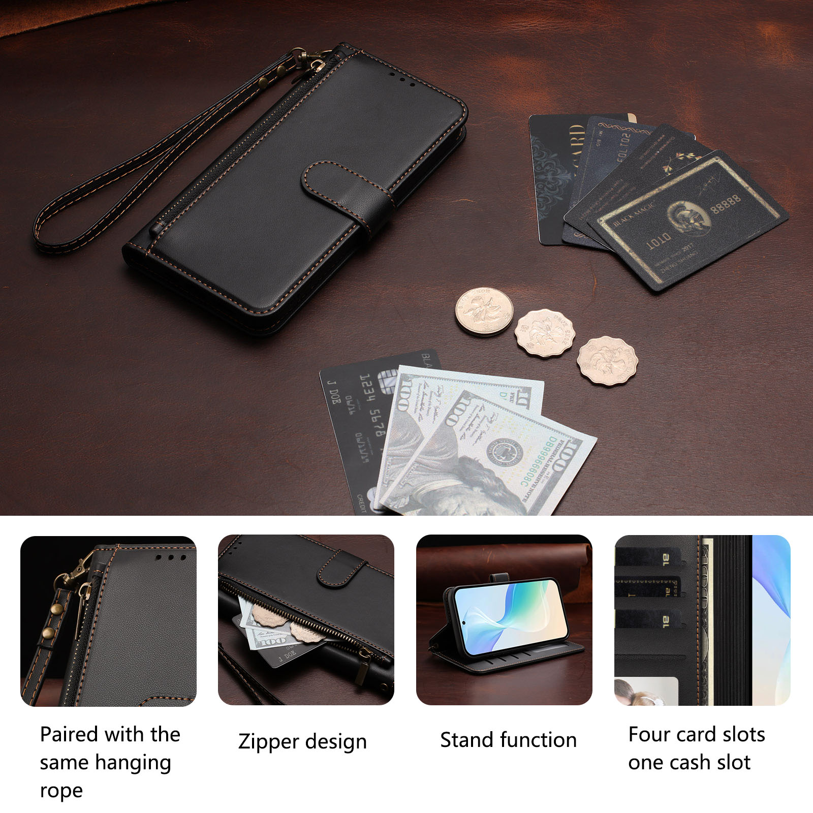 Funda Protectora de Cuero Tipo - Leather Folio Wallet Case reseña y precio