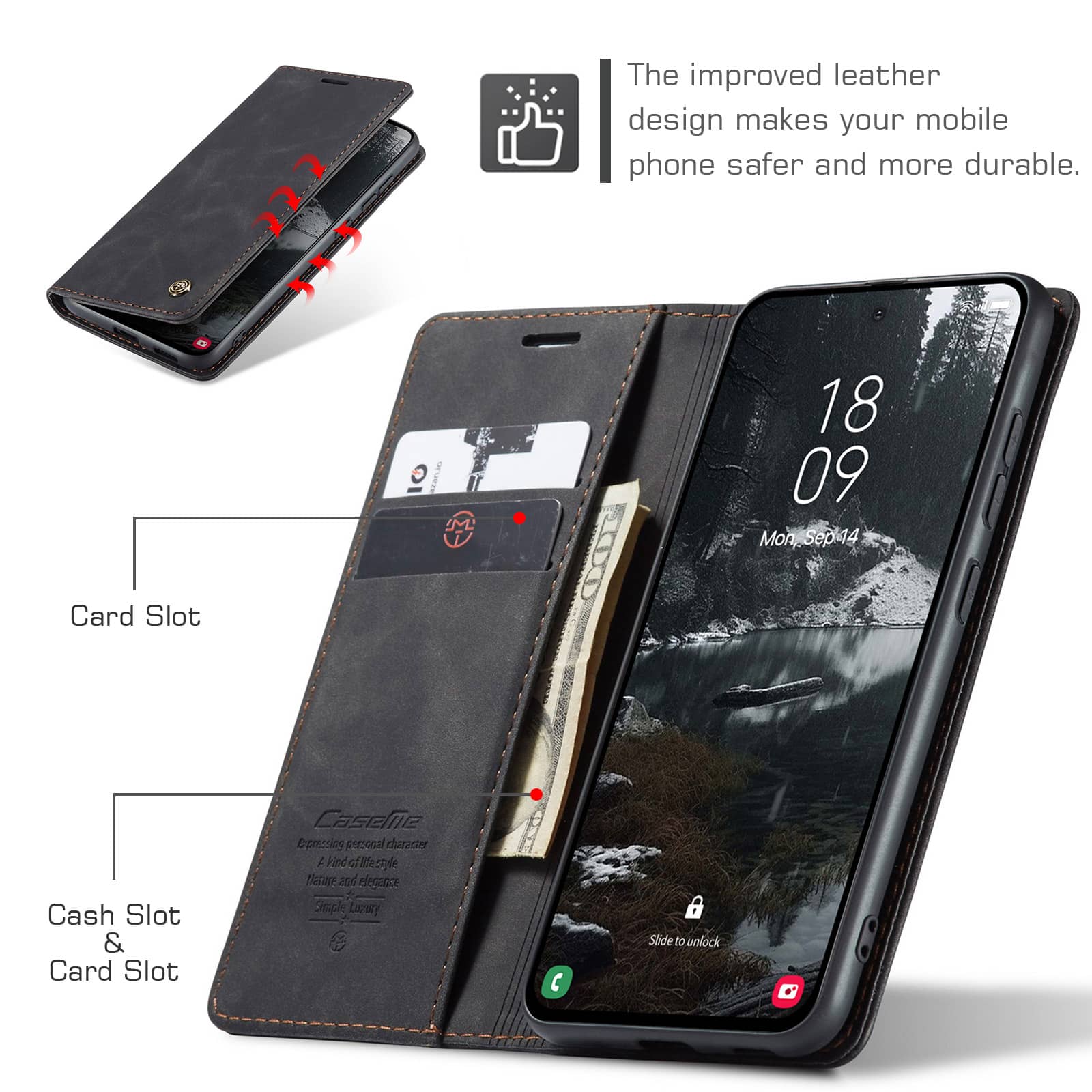 Funda tipo billetera con tapa  - Leather Folio Wallet Case reseña y precio