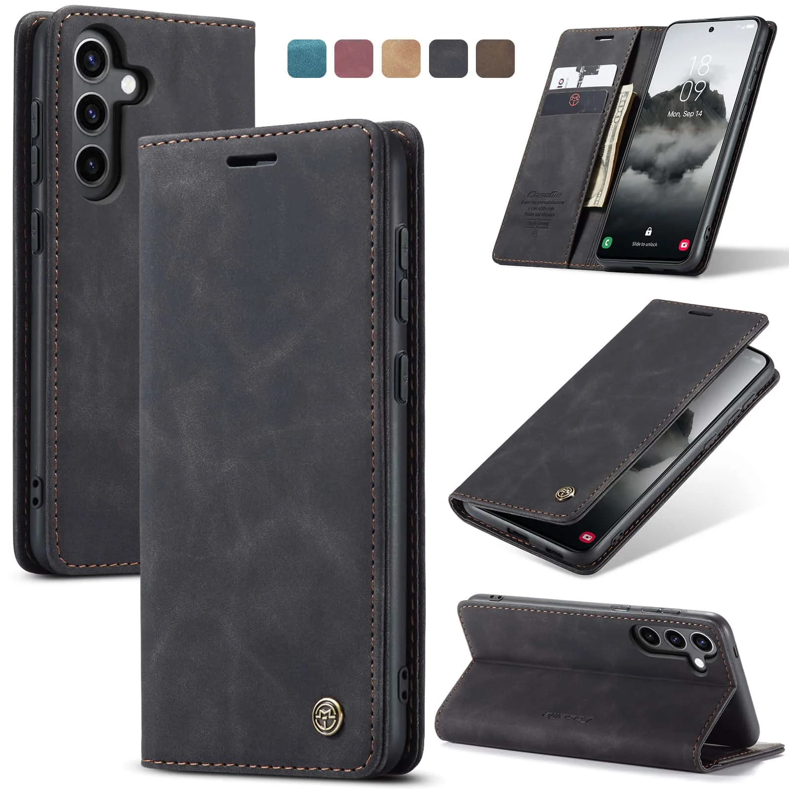 Funda de cuero retro con tapa  - Leather Folio Wallet Case reseña y precio