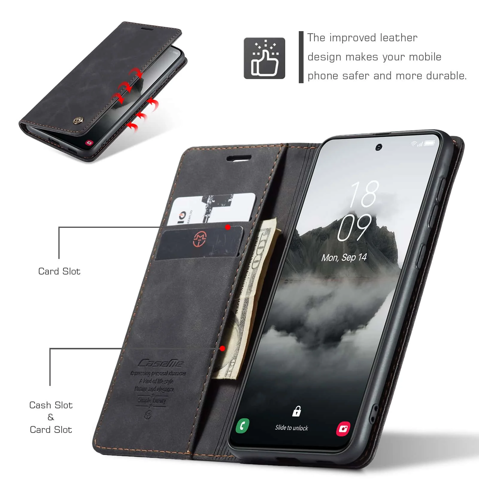 Funda de cuero retro con tapa  - Leather Folio Wallet Case reseña y precio