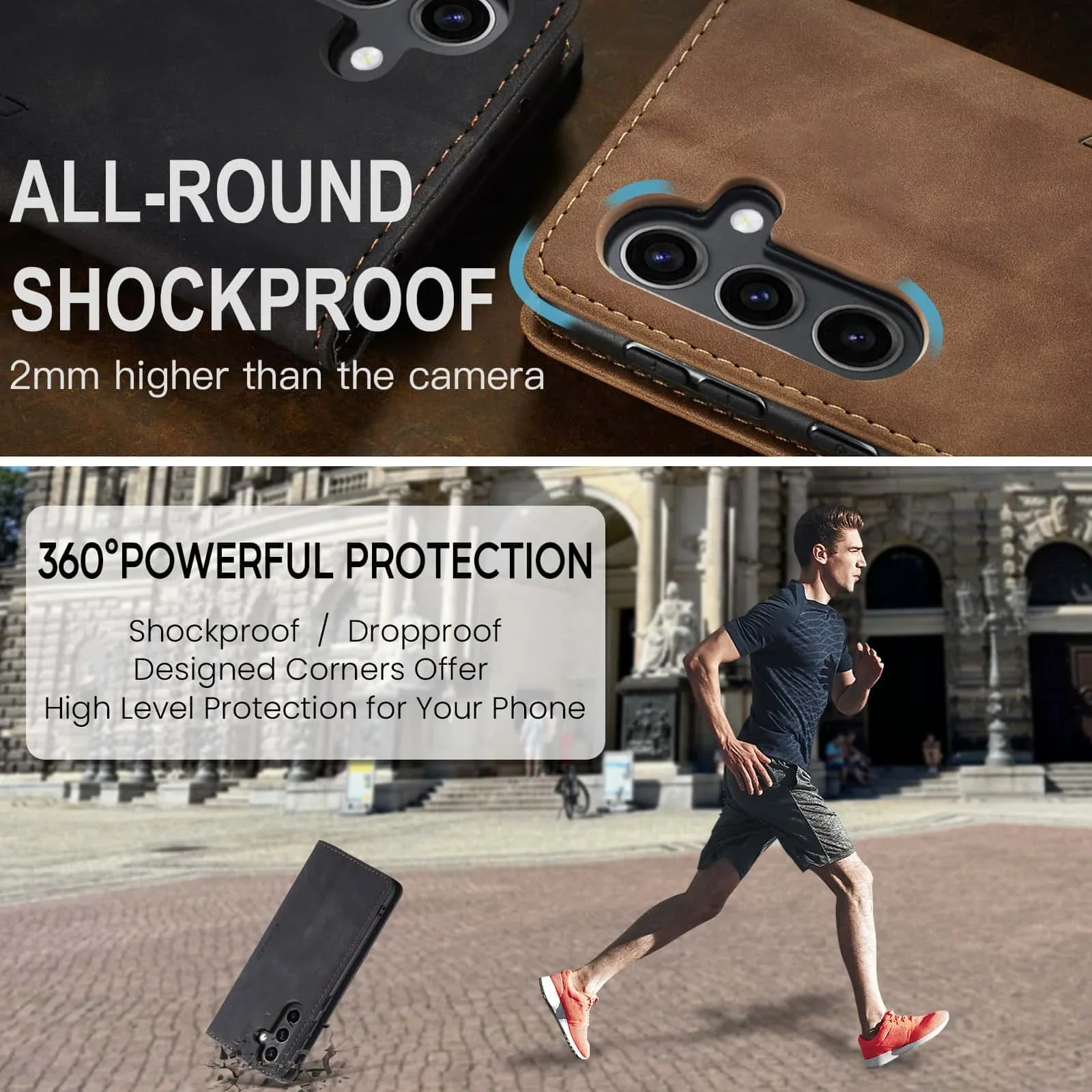 Funda de cuero retro con tapa  - Leather Folio Wallet Case reseña y precio